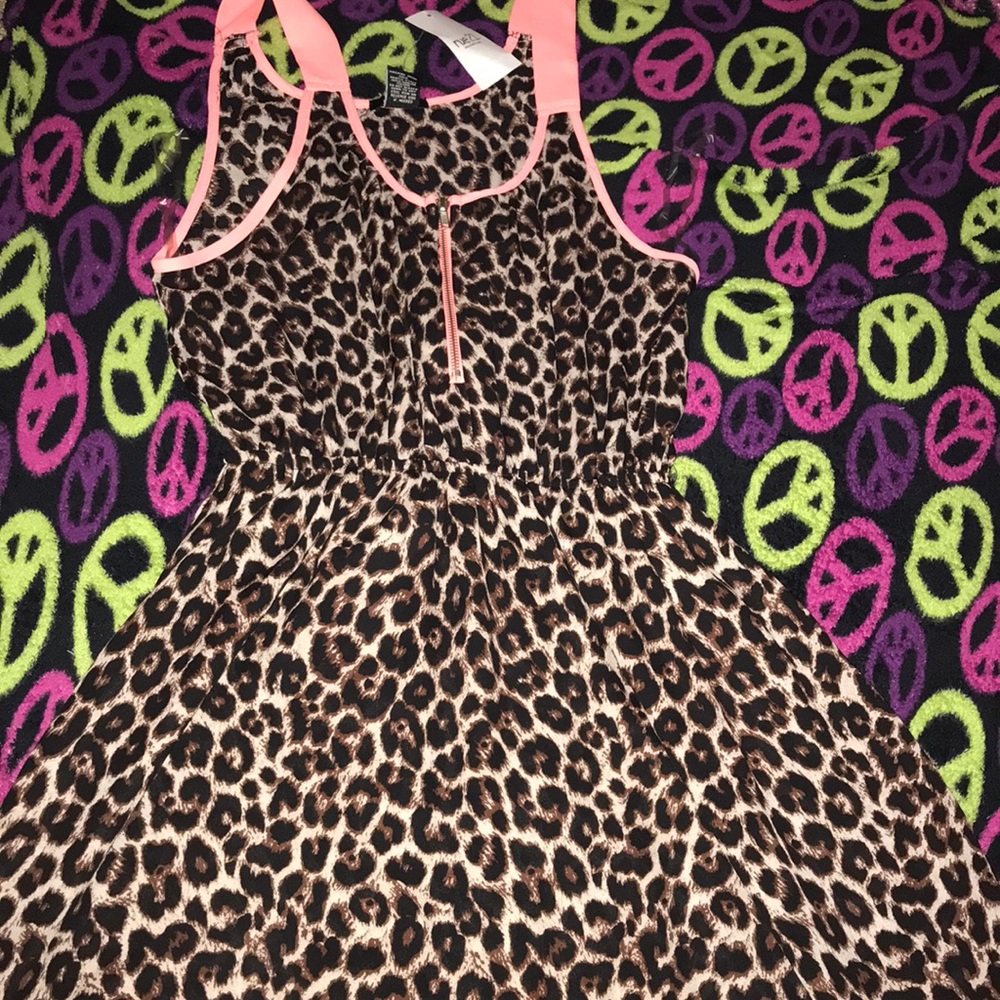 Leopard print & peach dress